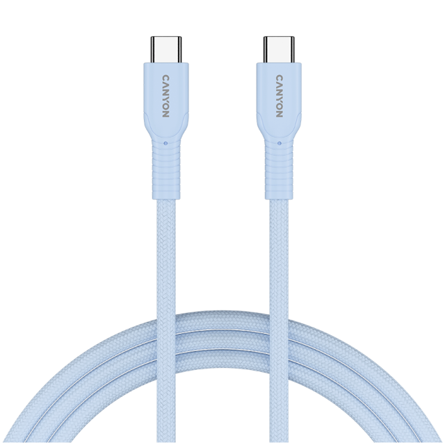 Кабел CANYON OnWire 60CL 1m, 60W COLOR Braided, Light Blue