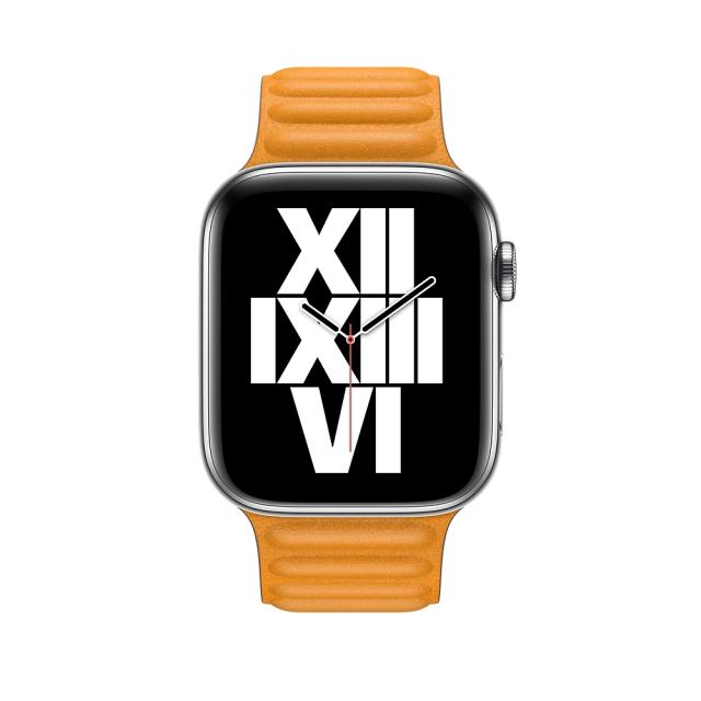 Каишка за часовник Apple Watch 44mm Band: California Poppy Leather Link - Large (Seasonal Fall 2020)
