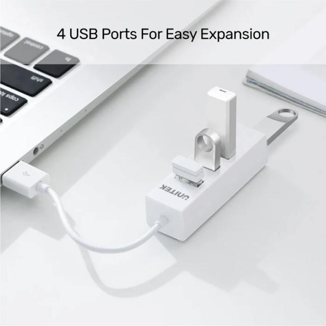 USB Хъб Unitek 4-портов, USB 2.0, Бял