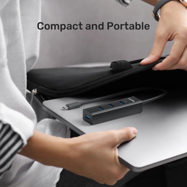 USB Хъб Unitek 4-портов, USB Type-C 3.0, Черен