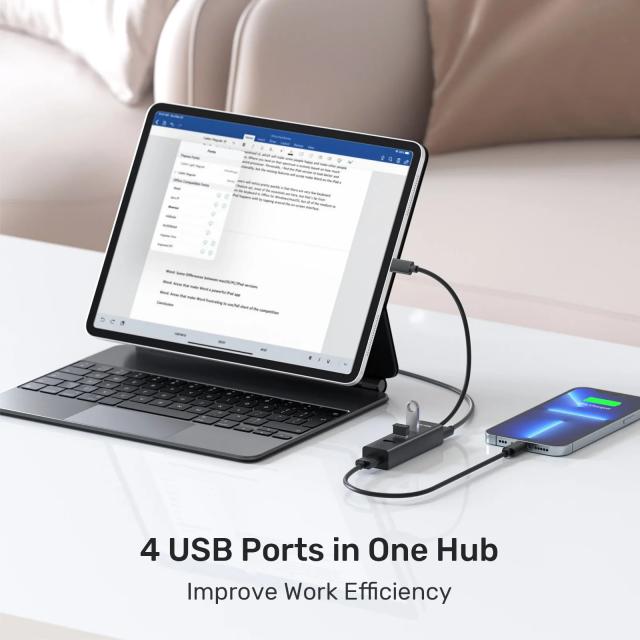 USB Хъб Unitek 4-портов, USB Type-C 3.0, Черен
