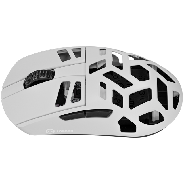 Мишка Lorgar MSE90W, оптична (26 000 dpi), 7 бутона, PAW3395 сензор, Бяла