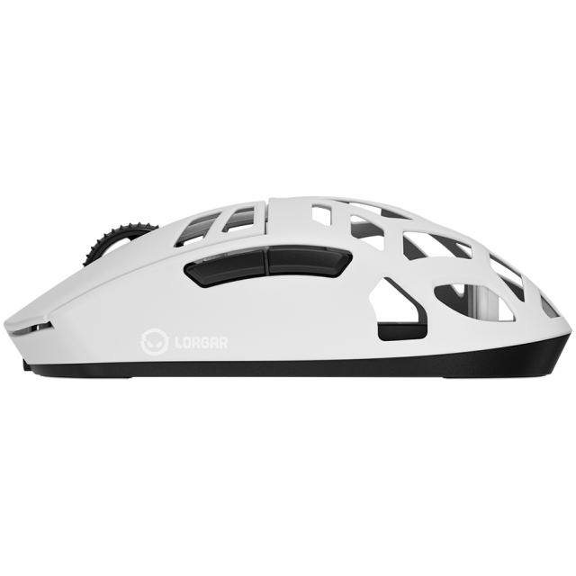 Мишка Lorgar MSE90W, оптична (26 000 dpi), 7 бутона, PAW3395 сензор, Бяла