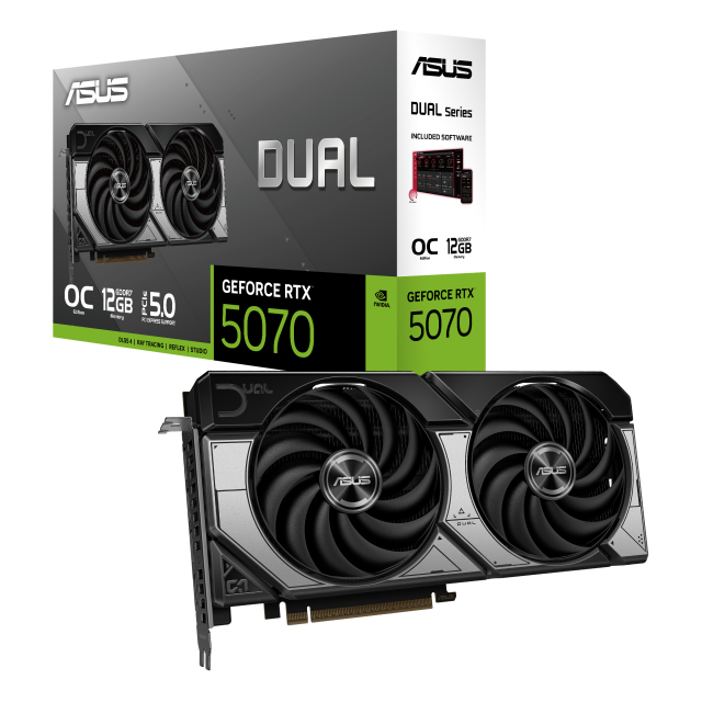 Видео карта ASUS DUAL RTX 5070 OC 12GB GDDR7, 192-bit, HDMI, 3x DP