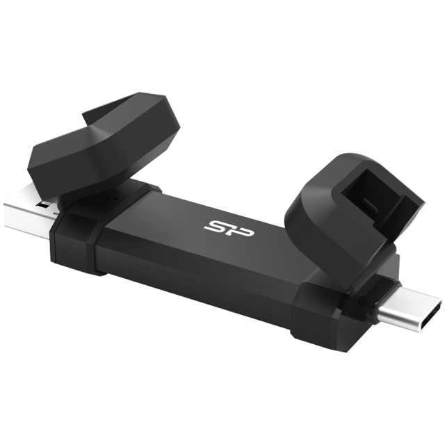 Външен SSD Silicon Power DS72 Black, 2TB, USB-A и USB-C 3.2 Gen2