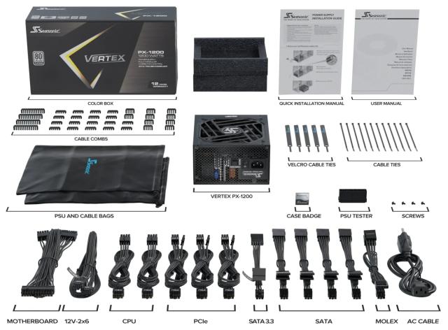 Захранване Seasonic VERTEX PX-1200 1200W, Active PFC, ATX 3.1, 80 PLUS Platinum, Fully Modular