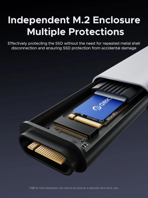 Кутия Orico M.2 NVMe/NGFF, USB Type-C