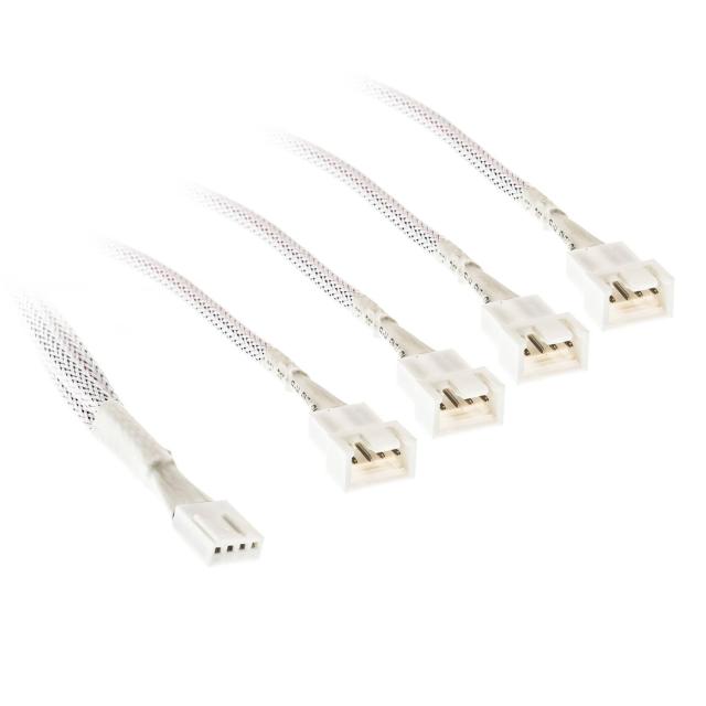 Кабел Kolink PWM 1-4 Сплитер - 35 cm, оплетен, Бял