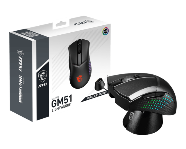 Геймърска мишка MSI GAMING MOUSE CLUTCH GM51, Wireless, Optical Sensor PixArt PAW-3395 (26000 dpi), Черна