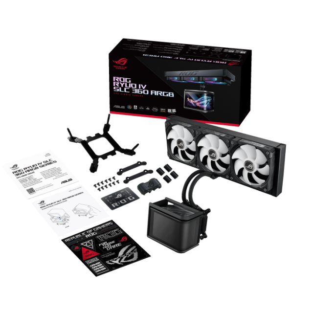 Охладител за процесор ASUS ROG Ryuo IV SLC 360 ARGB 6.67" Curved AMOLED Display, AMD: AM5,AM4 Intel: LGA 1851, 1700