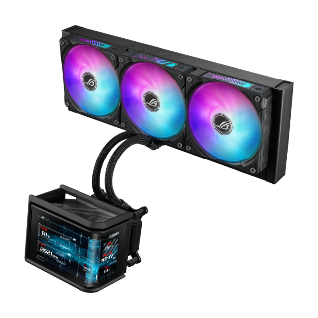 Охладител за процесор ASUS ROG Ryuo IV SLC 360 ARGB 6.67" Curved AMOLED Display, AMD: AM5,AM4 Intel: LGA 1851, 1700