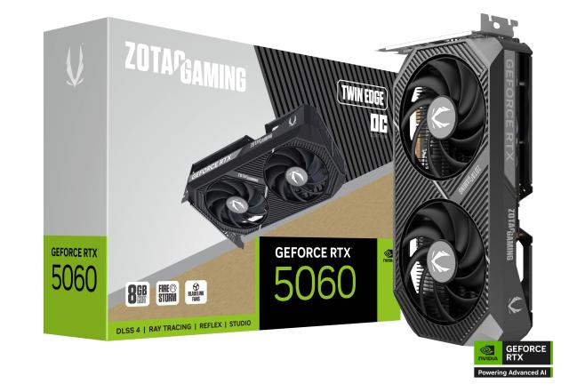 Видео карта ZOTAC GAMING RTX 5060 Twin Edge OC 8GB GDDR7, 128-bit, HDMI, 3x DP