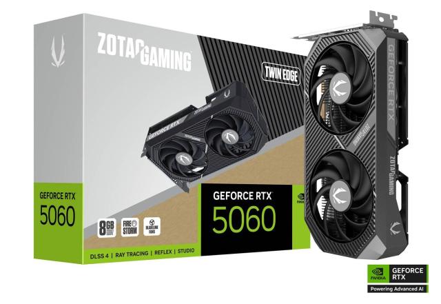 Видео карта ZOTAC GAMING RTX 5060 Twin Edge 8GB GDDR7, 128-bit, HDMI, 3x DP