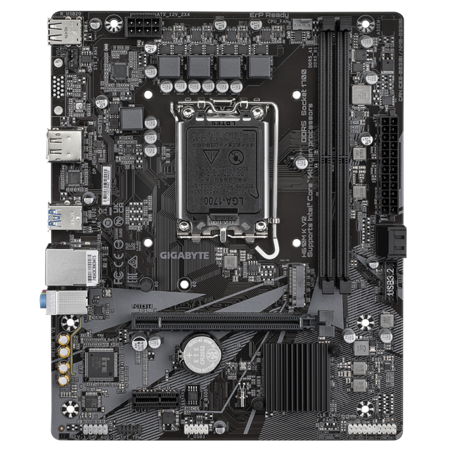Дънна платка Gigabyte H610M K V2, H610, LGA1700, DDR5, PCI-E 4.0, 2x SATA 6Gb/s, 1x M.2, DP, HDMI, Micro ATX