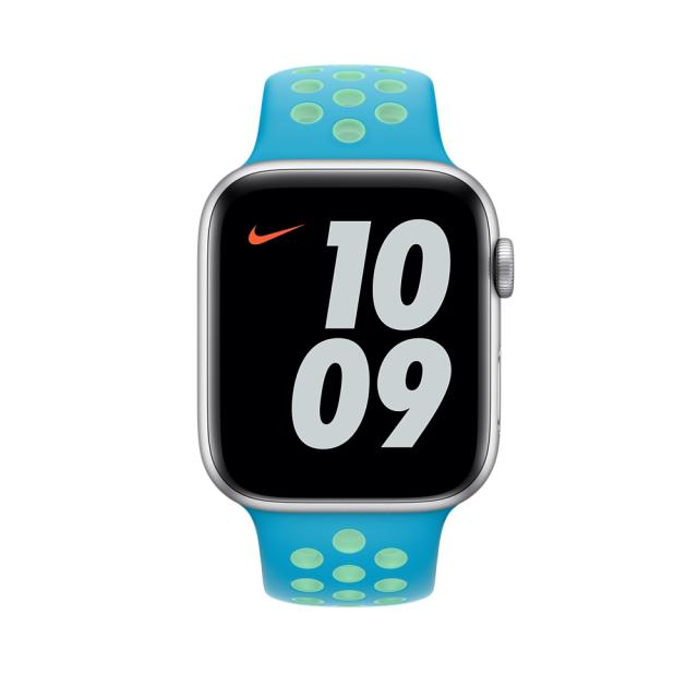 Каишка за часовник Apple Watch 44mm Chlorine Blue/Green Glow Nike Sport Band - Regular