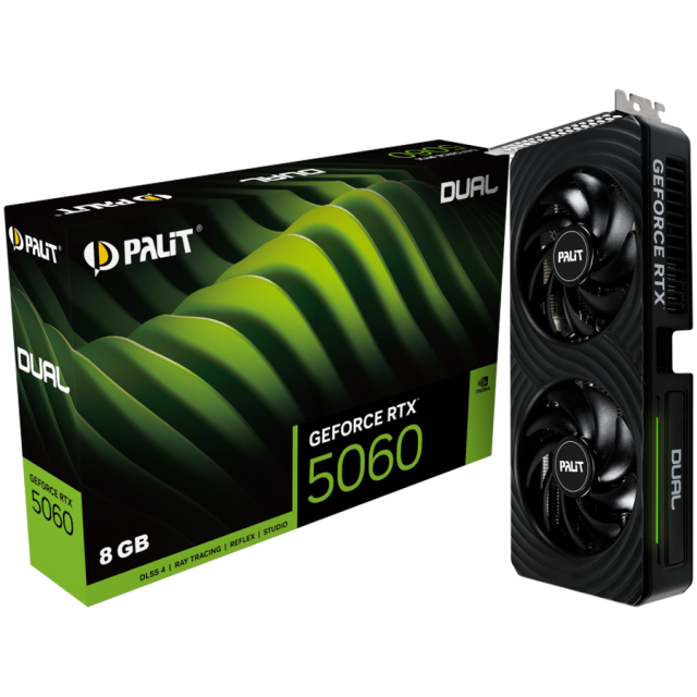 Видео карта PALIT NVIDIA GeForce RTX 5060 Dual, 8GB GDDR7, 128-bit, HDMI, 3x DP