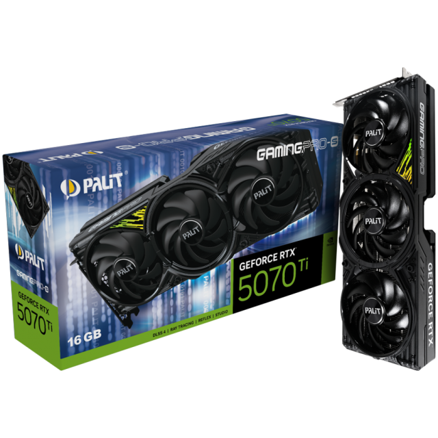 Видео карта PALIT NVIDIA GeForce RTX 5070 Ti GamingPro-S, 16GB GDDR7, 256-bit, HDMI, 3x DP