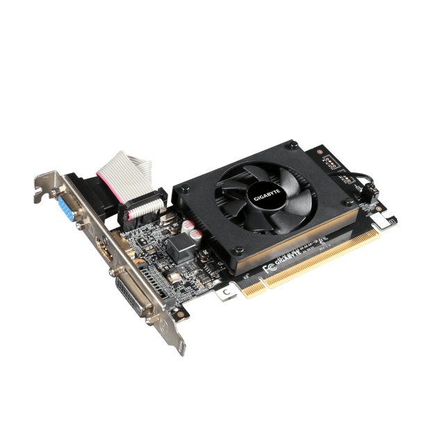 Видео карта GIGABYTE GeForce GT 710, 2GB, GDDR3, 64 bit, DVI-D, D-Sub, HDMI, rev 1.0