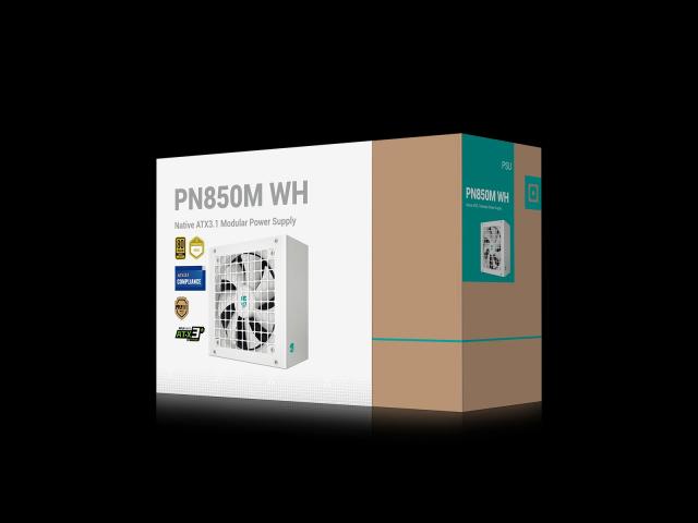 Захранване DeepCool PN850M White, 850W, Active PFC, 80 Plus Gold, PCI-E 5.1/ATX 3.1, Full Modular