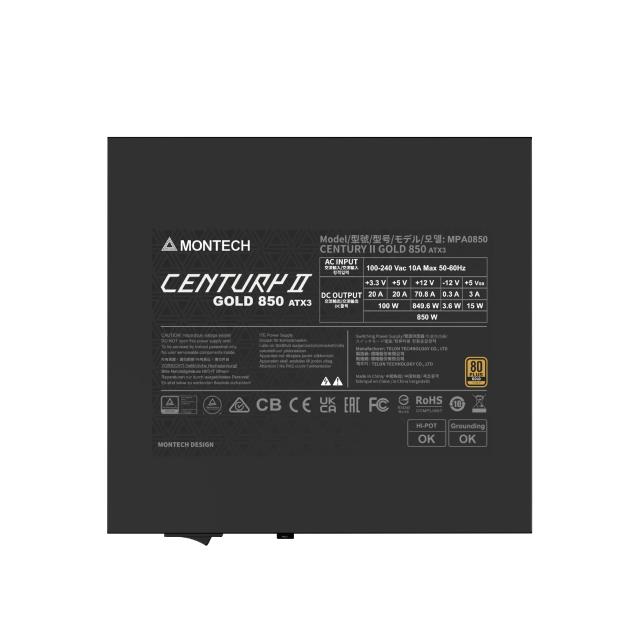 Захранване Montech CENTURY II 850W, Active PFC, ATX 3.1, 80 PLUS Gold, Fully Modular