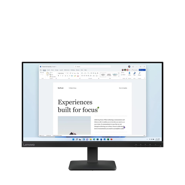 Монитор Lenovo L24-4E, 23.8" (60.45 cm), WLED IPS Anti-glare, 100Hz, 4ms, 1300:1, 250 cd/m2, VGA, HDMI
