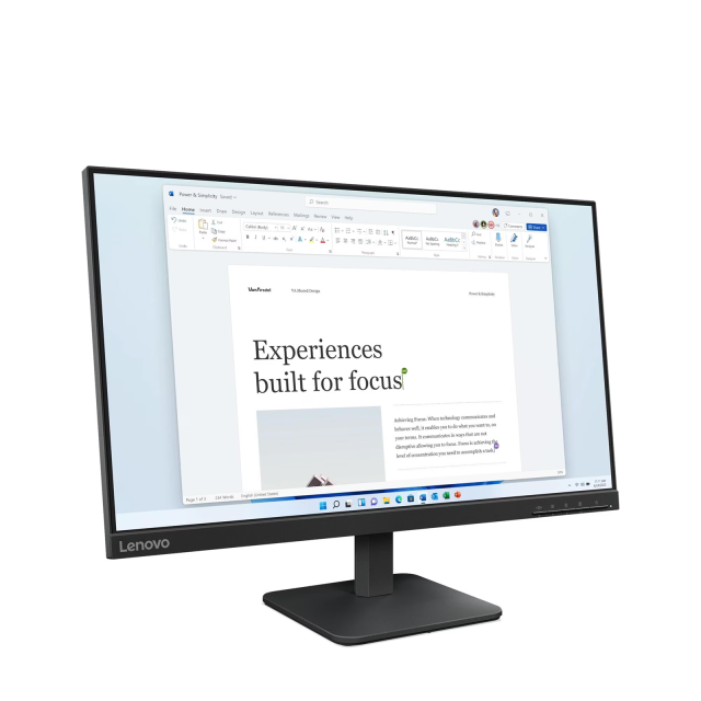 Монитор Lenovo L24-4E, 23.8" (60.45 cm), WLED IPS Anti-glare, 100Hz, 4ms, 1300:1, 250 cd/m2, VGA, HDMI