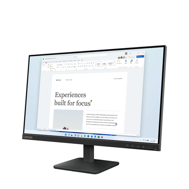 Монитор Lenovo L24-4E, 23.8" (60.45 cm), WLED IPS Anti-glare, 100Hz, 4ms, 1300:1, 250 cd/m2, VGA, HDMI