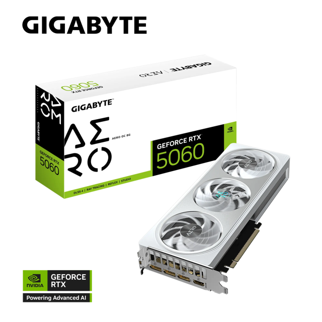 Видео карта GIGABYTE GeForce RTX 5060 AERO OC 8GB GDDR7, 128-bit, HDMI, 3x DP