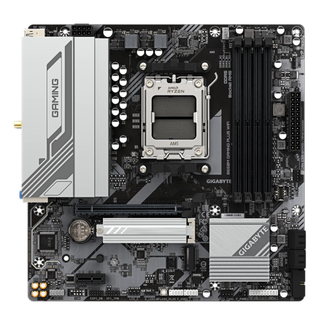 Дънна платка Gigabyte B650M GAMING PLUS WIFI, B650, AM5, DDR5, 2x M.2, 4x SATA 6Gb/s, HDMI, DP, ATX