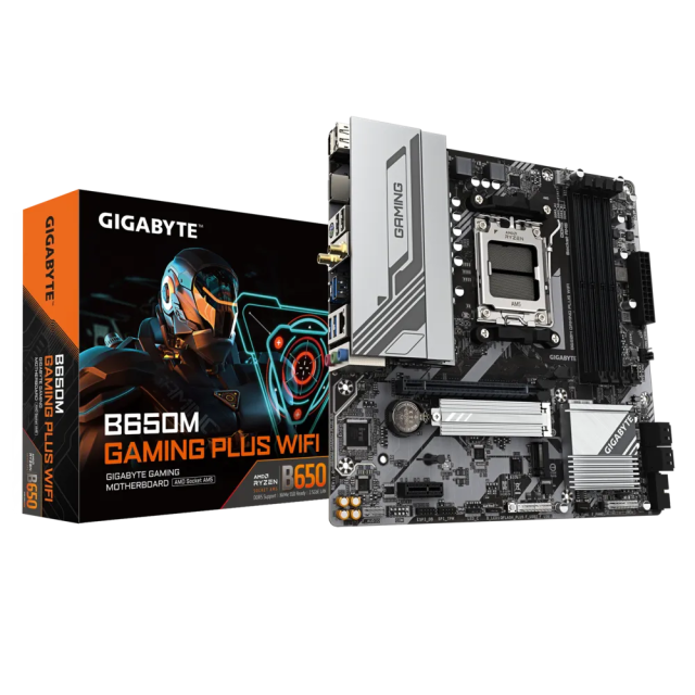 Дънна платка Gigabyte B650M GAMING PLUS WIFI, B650, AM5, DDR5, 2x M.2, 4x SATA 6Gb/s, HDMI, DP, ATX
