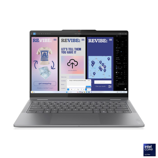 Лаптоп Lenovo Yoga 9 2-in-1 14ILL10, Intel Core Ultra 7 258V 8C (2.2/4.8GHz, 12MB Cache), 14.0" (35.56 cm) WQXGA+ OLED, 120Hz, Touchscreen, Intel Arc 140V, 32GB LPDDR5X, 1TB M.2 NVMe SSD, Windows 11 Home