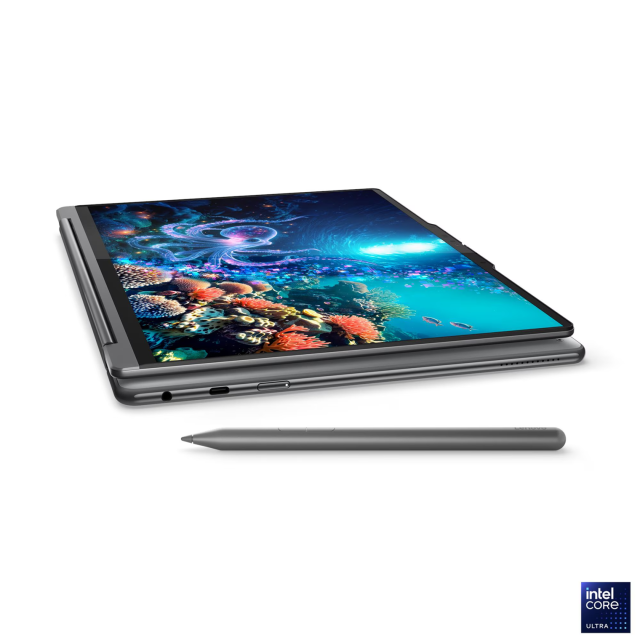 Лаптоп Lenovo Yoga 9 2-in-1 14ILL10 Aura Edition, Intel Core Ultra 7 258V 8C (2.2/4.8GHz, 12MB Cache), 14.0" (35.56 cm) WQUXGA OLED, 60Hz, Touchscreen, Intel Arc 140V, 32GB LPDDR5X, 1TB M.2 NVMe SSD, Windows 11 Home