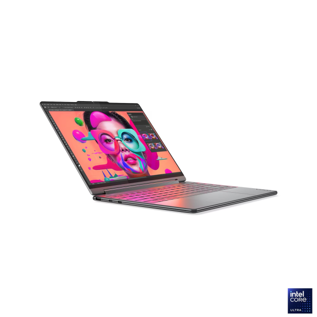 Лаптоп Lenovo Yoga 9 2-in-1 14ILL10 Aura Edition, Intel Core Ultra 7 258V 8C (2.2/4.8GHz, 12MB Cache), 14.0" (35.56 cm) WQUXGA OLED, 60Hz, Touchscreen, Intel Arc 140V, 32GB LPDDR5X, 1TB M.2 NVMe SSD, Windows 11 Home