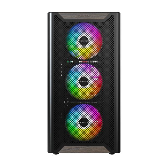 Кутия Montech XR Wood, Middle Tower, 2 x USB 3.0, 1 x USB Type-C, ATX, mATX, Mini-ITX, Black