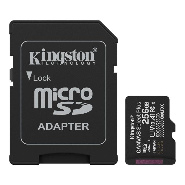 Карта памет Kingston 256GB micSDXC Canvas Select Plus U1, V10, A1