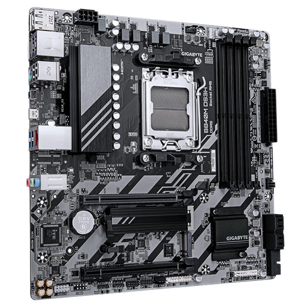 Дънна платка GIGABYTE B840M DS3H, AM5, DDR5, 2x M.2, 4x SATA 6Gb/s, HDMI, DP, Micro ATX