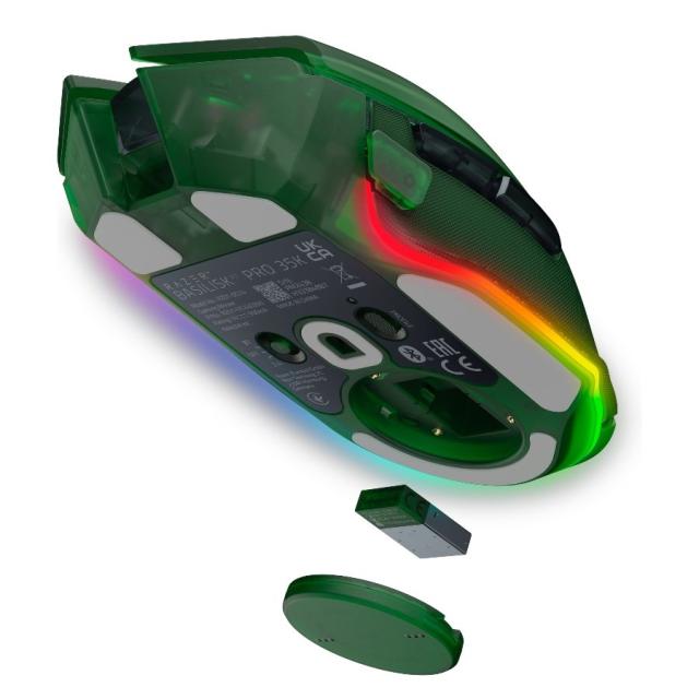 Геймърска мишка Razer Basilisk V3 Pro 35K Phantom Green Edition, Wireless/ Bluetooth, Optical (35000 dpi), Charging Cable USB Type-C