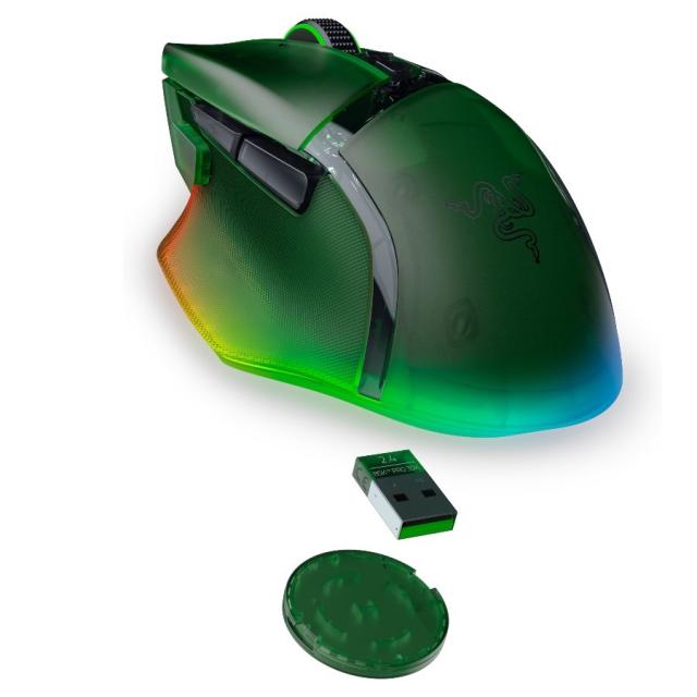 Геймърска мишка Razer Basilisk V3 Pro 35K Phantom Green Edition, Wireless/ Bluetooth, Optical (35000 dpi), Charging Cable USB Type-C