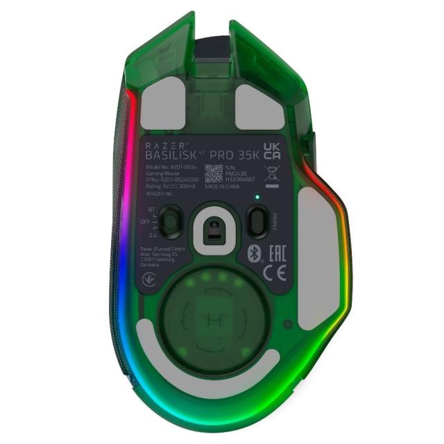 Геймърска мишка Razer Basilisk V3 Pro 35K Phantom Green Edition, Wireless/ Bluetooth, Optical (35000 dpi), Charging Cable USB Type-C