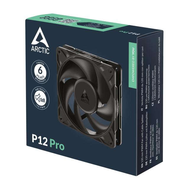 Вентилатори ARCTIC Fan P12 Pro 120mm - 400-3000rpm, 4 pin PWM, Черен