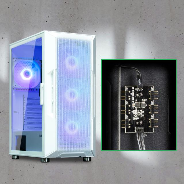 Кутия Zalman  i3 NEO ARGB Mesh White, aRGB, Middle Tower, 2x USB 3.0, 1x USB 2.0, ATX/mATX/Mini-ITX, бяла