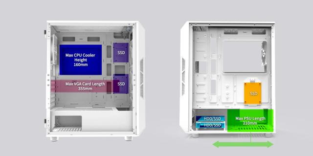 Кутия Zalman  i3 NEO ARGB Mesh White, aRGB, Middle Tower, 2x USB 3.0, 1x USB 2.0, ATX/mATX/Mini-ITX, бяла