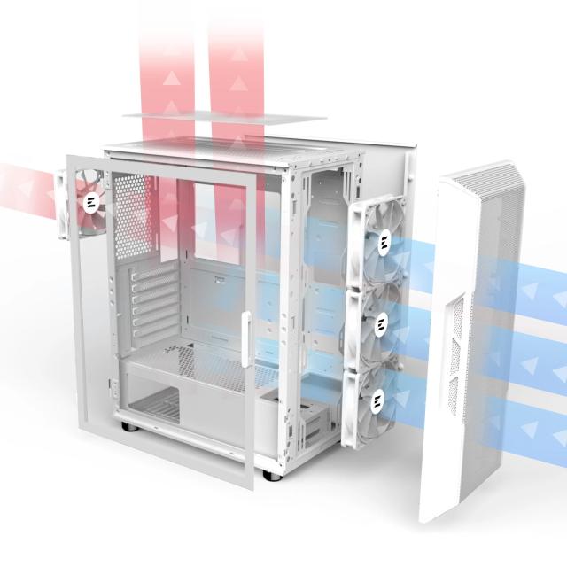 Кутия Zalman  i3 NEO ARGB Mesh White, aRGB, Middle Tower, 2x USB 3.0, 1x USB 2.0, ATX/mATX/Mini-ITX, бяла