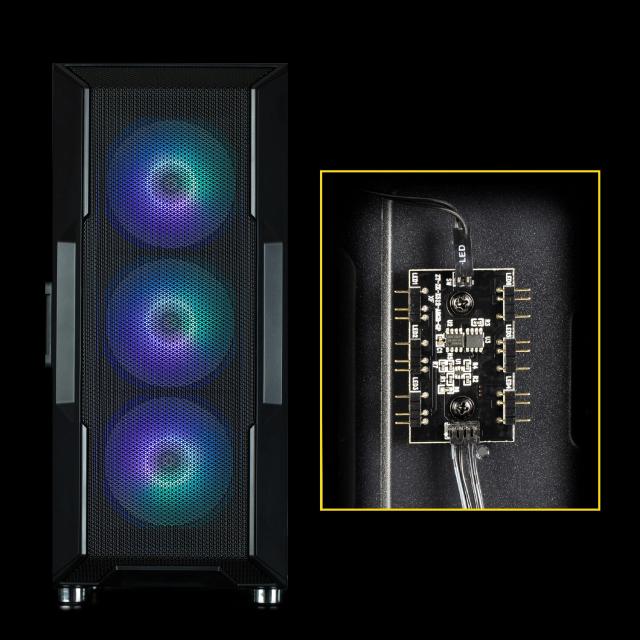 Кутия Zalman  i3 NEO ARGB Mesh Black, aRGB, Middle Tower, 2x USB 3.0, 1x USB 2.0, ATX/mATX/Mini-ITX, черна