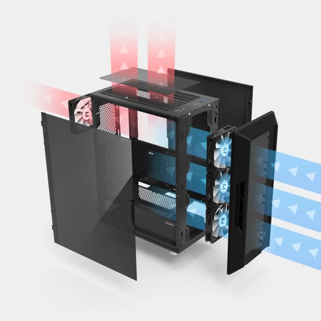 Кутия Zalman  i3 NEO ARGB Mesh Black, aRGB, Middle Tower, 2x USB 3.0, 1x USB 2.0, ATX/mATX/Mini-ITX, черна
