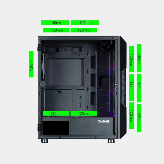 Кутия Zalman  i3 NEO ARGB Mesh Black, aRGB, Middle Tower, 2x USB 3.0, 1x USB 2.0, ATX/mATX/Mini-ITX, черна
