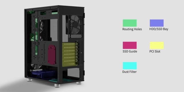 Кутия Zalman  i3 NEO ARGB Mesh Black, aRGB, Middle Tower, 2x USB 3.0, 1x USB 2.0, ATX/mATX/Mini-ITX, черна