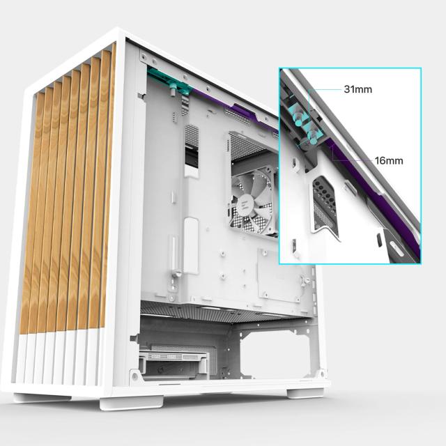 Кутия Zalman P10 NAMU White, Wood, Mini Tower, 1x USB 3.0, 1x USB Type-C, mATX/Mini-ITX, бяла