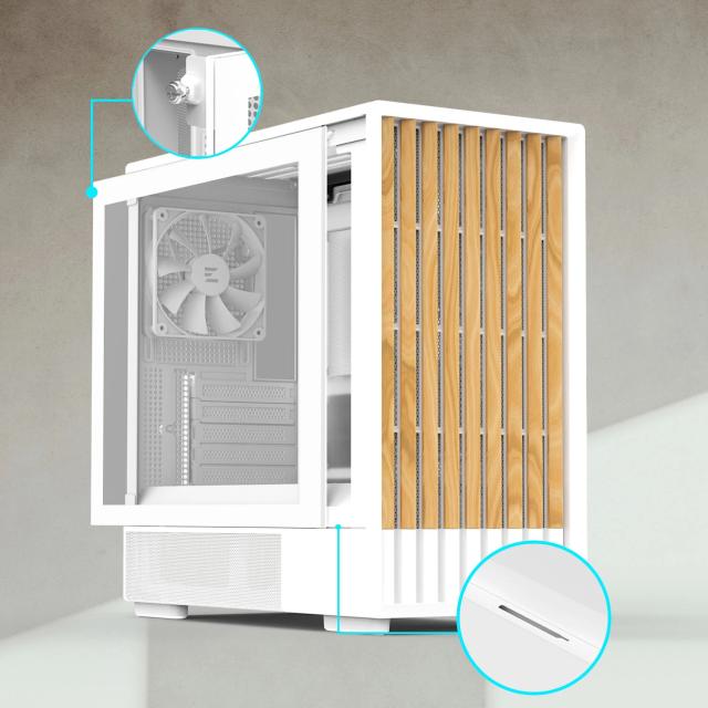 Кутия Zalman P10 NAMU White, Wood, Mini Tower, 1x USB 3.0, 1x USB Type-C, mATX/Mini-ITX, бяла