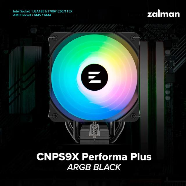 Охладител за процесор Zalman CPU Cooler CNPS9X PERFORMA PLUS ARGB BLACK LGA1851/AM5